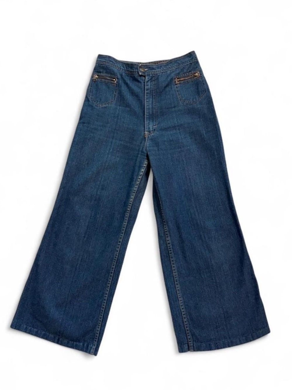 Vintage 70s wide leg flare blue denim jeans  bellbottoms hippie retro boho M